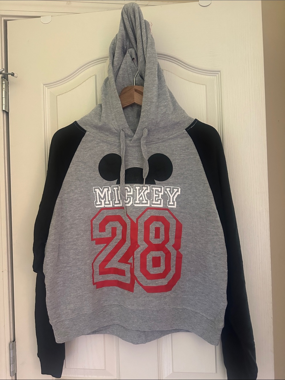 Disney Gray and Black Mickey '28' Hooded Sweatshirt